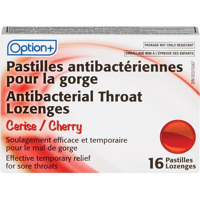 Option+ Antibacterial Throat Lozenges Cherry