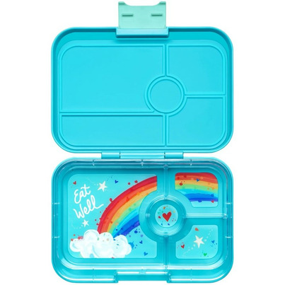 Yumbox Tapas 4 Compartment Antibes Blue With Rainbow Tray