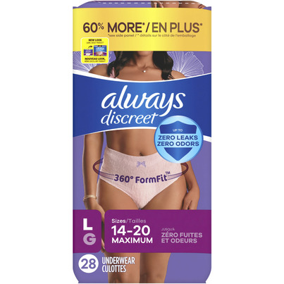 Always Discreet Incontinence & Postpartum Underwear For Women Maximum Large