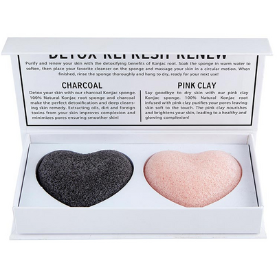 Bella Sleep + Spa Self Love Boxed Set Of Konjac Heart Sponges