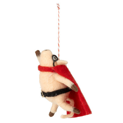 Silver Tree Christmas Ornament Felt Flying Pig