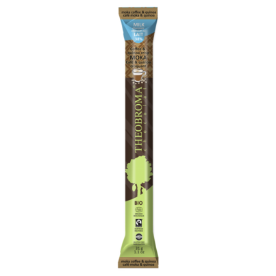 Theobroma Chocolat Organic Moka Quinoa Milk 38% Cocoa Chocolate Baton
