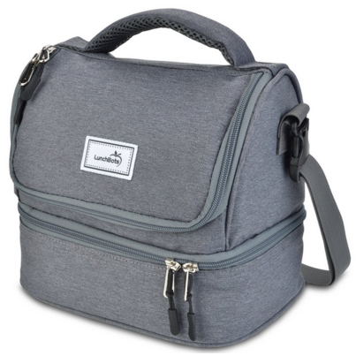 Lunchbots Duplex 2-Compartment Insulated Lunch Bag Gray
