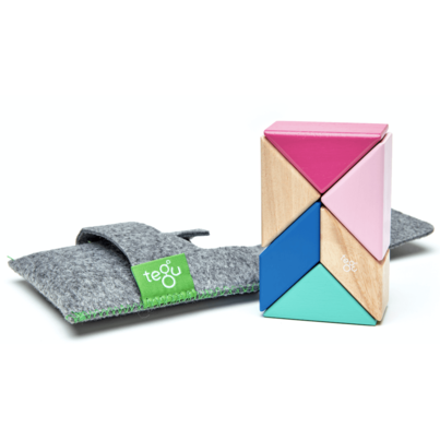 Tegu Pocket Pouch Prism Magnetic Wooden Block Set Blossom