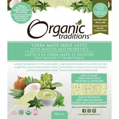 Organic Traditions Yerba Mate Mint Latte With Matcha & Probiotics