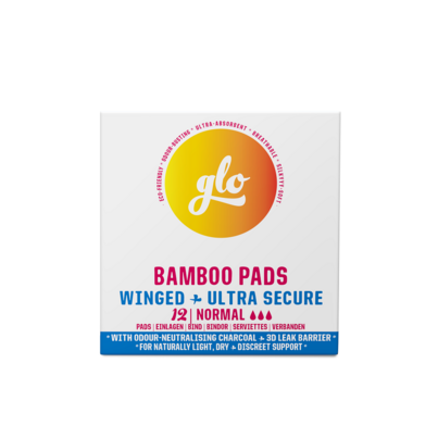 Here We Flo GLO Bamboo Pads Winged And Ultra Secure