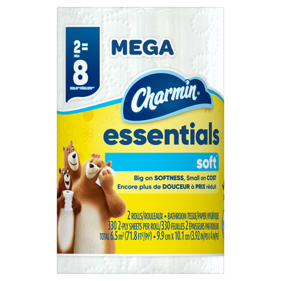 Charmin Essentials Toilet Paper Soft 2 Mega Rolls