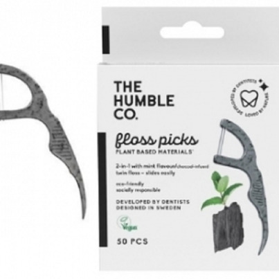 The Humble Co. Dental Floss Picks Charcoal Mint