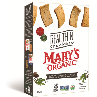 Mary's Organic Real Thin Olive Oil & Black Pepper Crackers