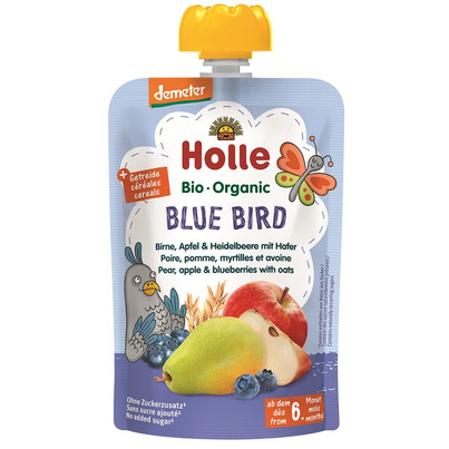 Holle Organic Pouch Blue Bird With Pear, Apple & Blueberries With Oats