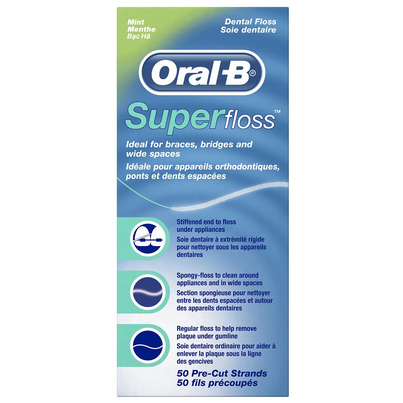 Oral-B Super Floss Pre-Cut Strands Dental Floss Mint