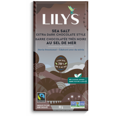 Lily's Sweets Sea Salt Extra Dark Chocolate Style Bar