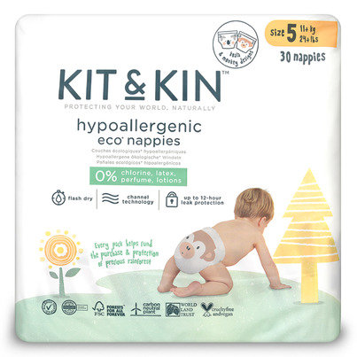 Kit & Kin Hypoallergenic Disposable Diapers Koala And Monkey Size 5