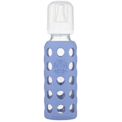 Lifefactory Glass Baby Bottle With Silicone Sleeve Blueberry
