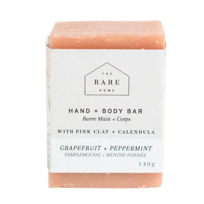 The Bare Home Pink Clay Hand + Body Bar Soap Grapefruit + Peppermint
