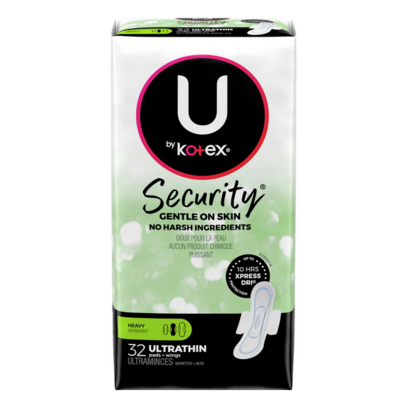 U By Kotex Security Ultra Thin Long Pads With Wings