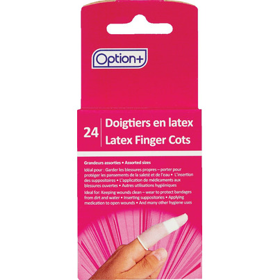 Option+ Latex Finger Cots Assorted Sizes