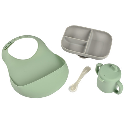 Beaba The Essentials Silicone Meal Set Grey And Sage