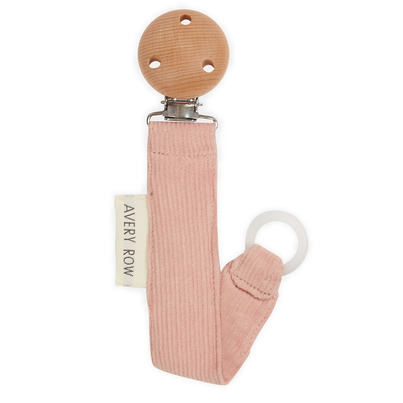 Avery Row Pacifier Clip Pink Corduroy