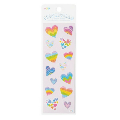 OOLY Stickiville Stickers Skinny Rainbow Hearts
