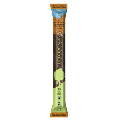 Theobroma Chocolat Organic Salted Caramel Quinoa Milk 38% Cocoa Baton