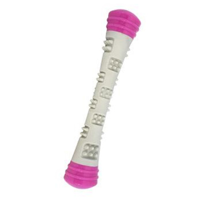 Totally Pooched Chew N' Squeak Rubber Stick 8.5 Inch Pink