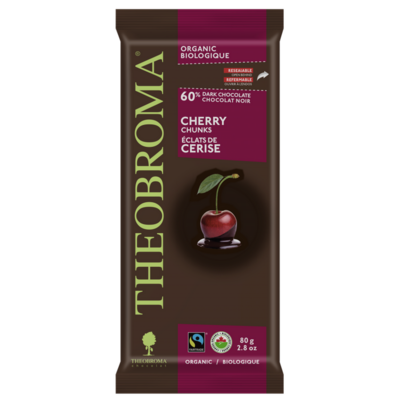 Theobroma Chocolat Organic Cherry 60% Cocoa Chocolate Bar