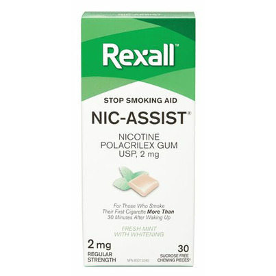 Rexall Nic-Assist Nicotine Gum Regular Strength 2 Mg Fresh Mint