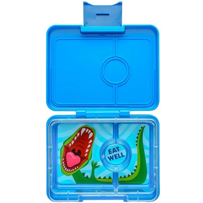 Yumbox Snack 3 Compartment Surf Blue With Dinosaur Tray