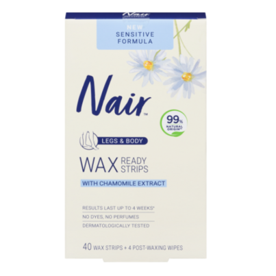 Nair Sensitive Wax Strips For Legs & Body Chamomile Extract Strips