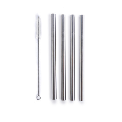 Life Without Waste Stainless Steel Straight Smoothie Straws + Brush