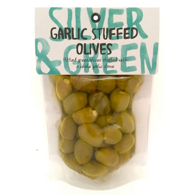 Silver & Green Pitted Garlic Stuffed Green Olives