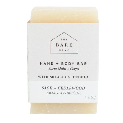 The Bare Home Shea Butter Hand + Body Bar Soap Sage + Cedarwood