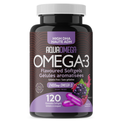 AquaOmega High DHA Flavoured Softgels Grape