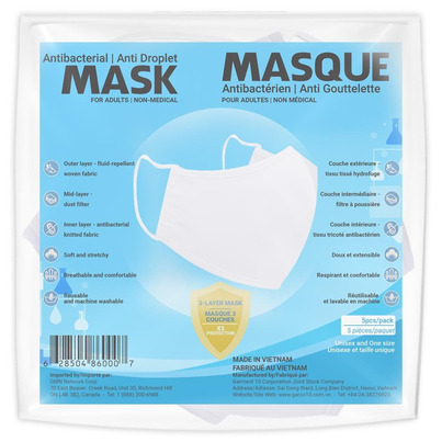 Sequence Health Ltd. Antibacterial Mask For Adults White