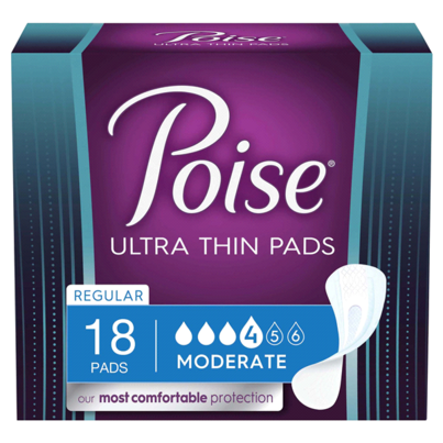 Poise Ultra Thin Incontinence Pads Moderate Absorbency Regular Length