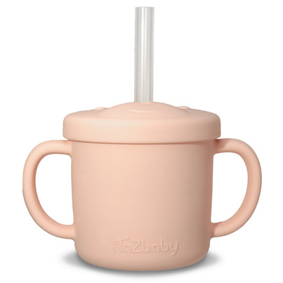 RaZbaby Oso Silicone Cup & Straw Cotton Candy