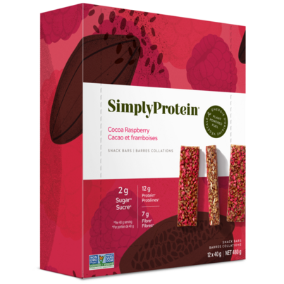 Simply Protein Cocoa Raspberry Plant Based Snack Bars Case