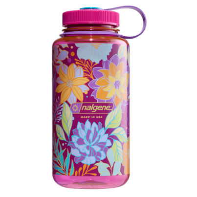 Nalgene Sustain Water Bottle Wide Mouth Magenta With Florals