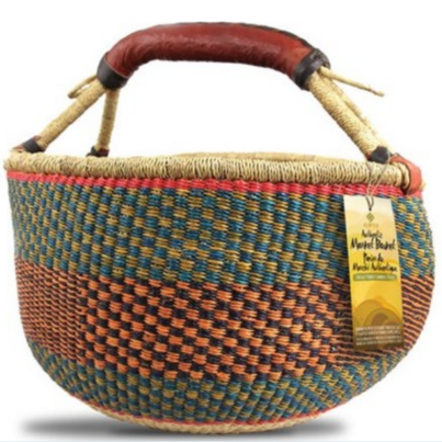 Alaffia Round Handwoven African Grass Basket