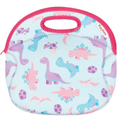 Funkins Large Insulated Lunch Bag For Kids Dinosaurs Pink
