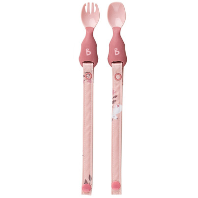 Bibado Handi Cutlery Attachable Baby Cutlery Pack Blush