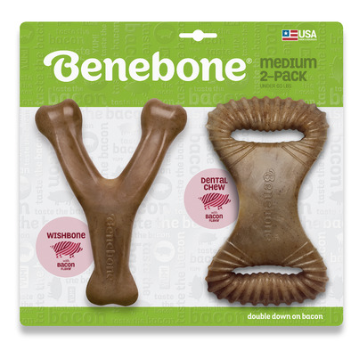 Benebone Medium Dog Dental Chew/Wishbone Bacon