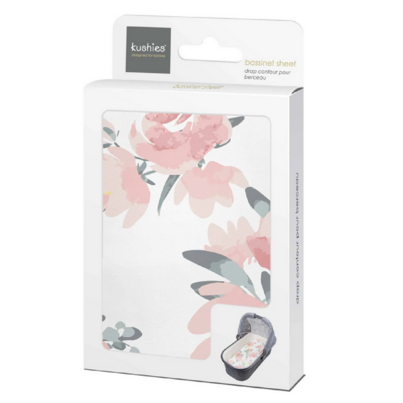 Kushies Percale Bassinet Sheet  Watercolor Flowers