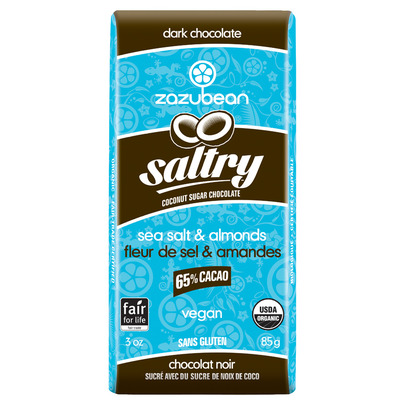 Zazubean Saltry Sea Salt & Almonds 65% Dark Chocolate