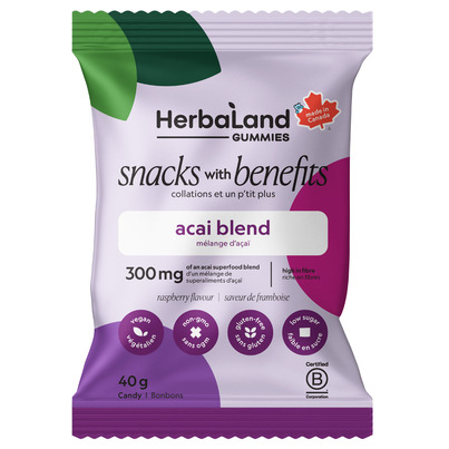 Herbaland Snacks With Benefits Acai Blend Gummies Raspberry