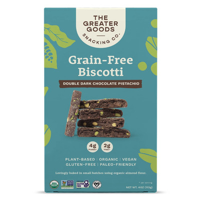 The Greater Goods Grain-free Double Dark Chocolate Pistachio Biscotti