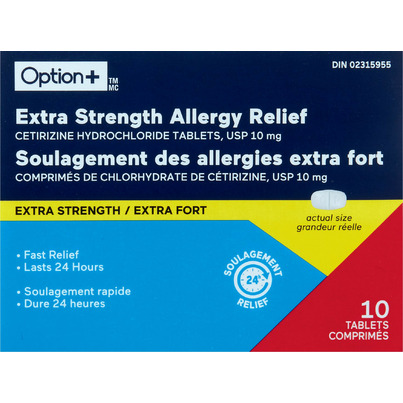 Option+ Extra Strength Allergy Relief Tablets USP 10mg