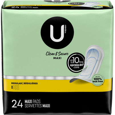 U By Kotex Clean & Secure Maxi Pads Regular Absorbency