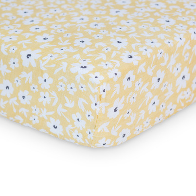 Lulujo Crib Sheet Yellow Wildflowers